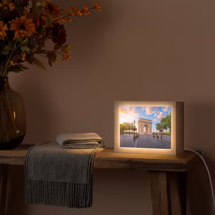 Lightbox - Wandlamp - Monument - Parijs - Zonsondergang - Architectuur - Goud — 5
