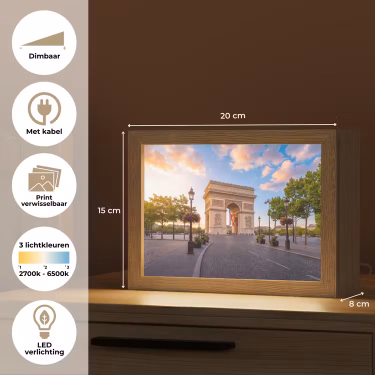 Lightbox - Wandlamp - Monument - Parijs - Zonsondergang - Architectuur - Goud — 9