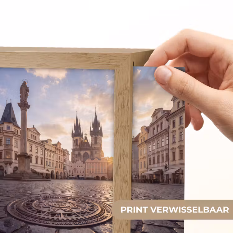 Lightbox - Wandlamp - Stad - Praag - Ochtend - Architectuur - Goud — 6