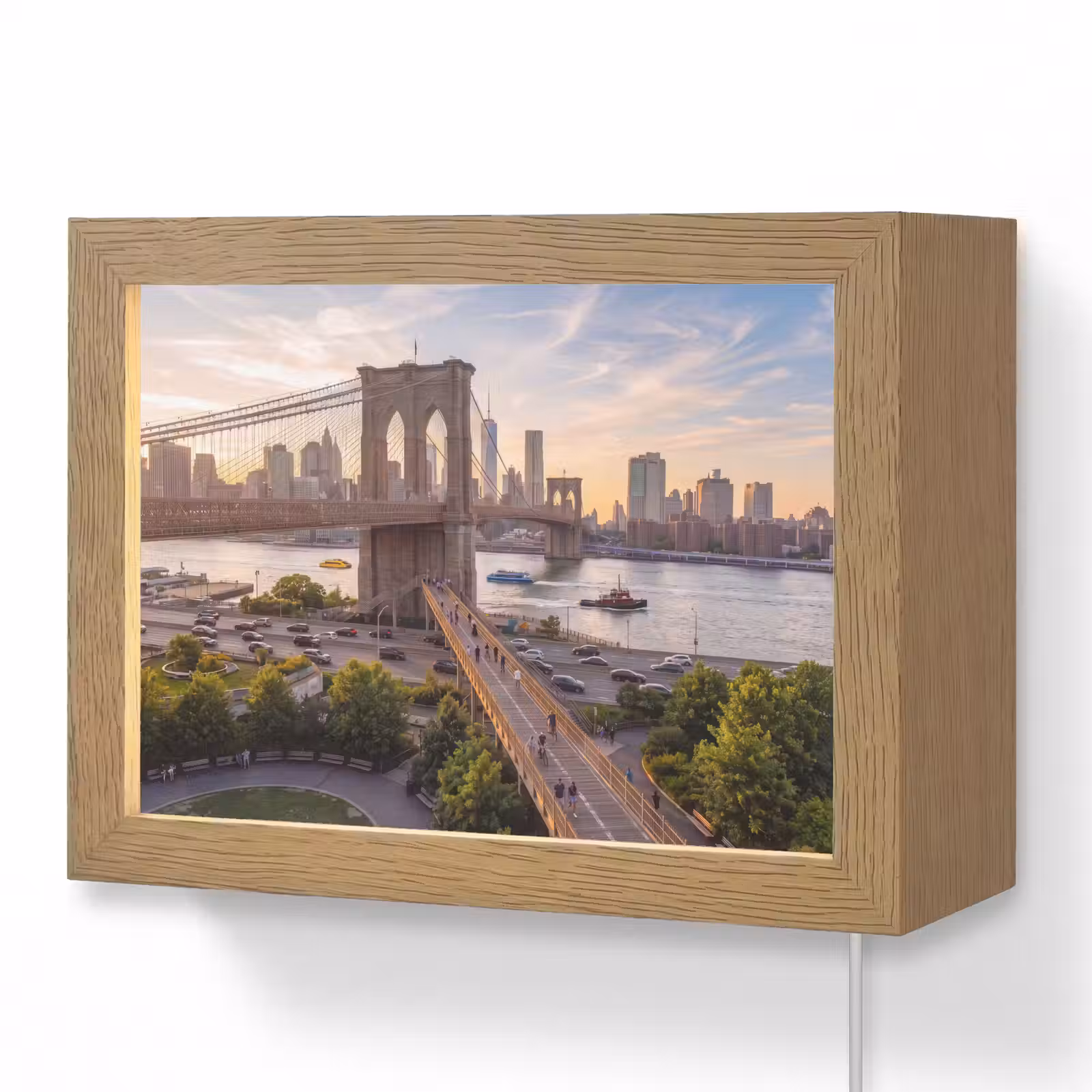 Lightbox - Wandlamp - Brug - Rivier - Stad - Zonsondergang - Architectuur — 1
