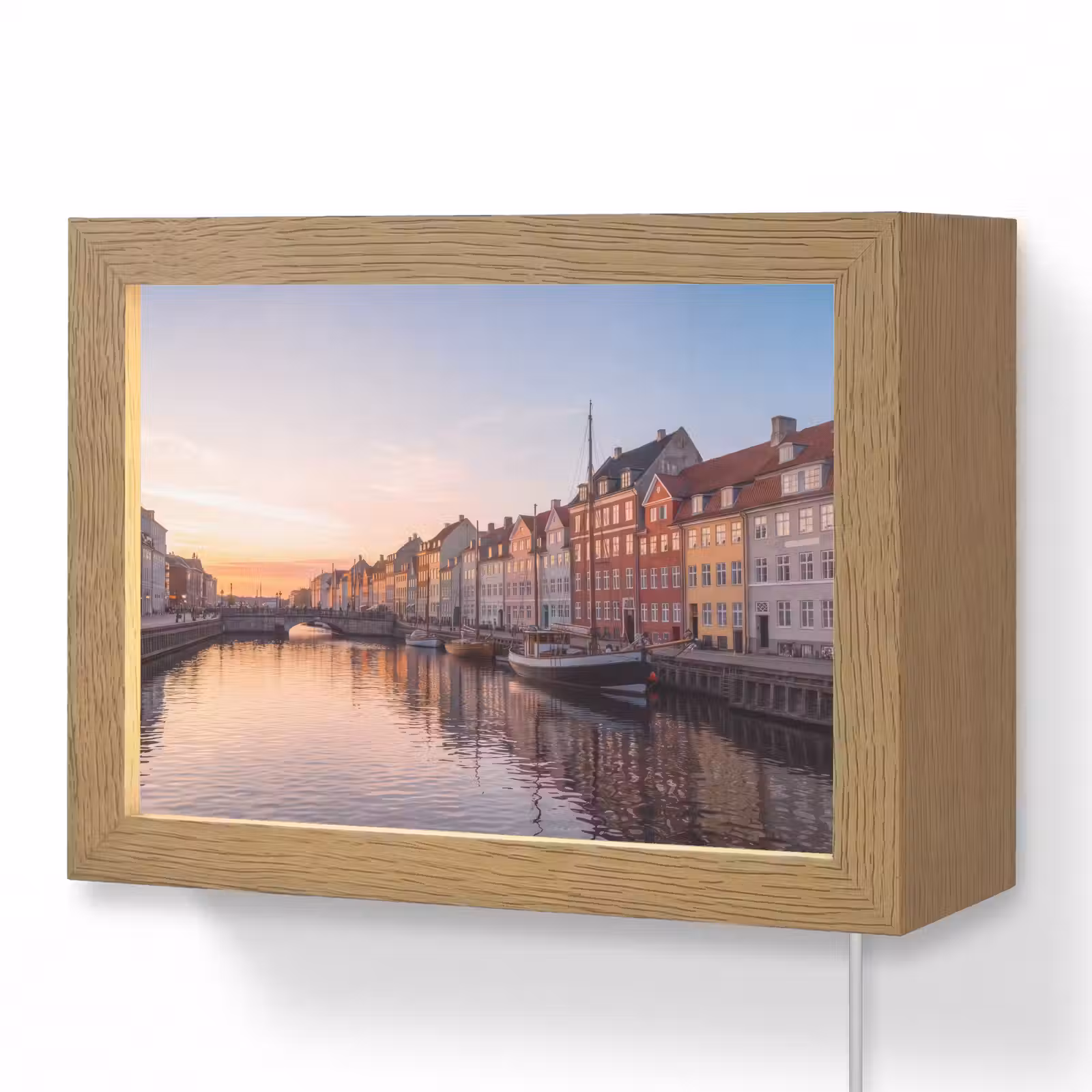 Lightbox - Wandlamp - Stad - Gracht - Zonsondergang - Klassiek - Kleurrijk — 1