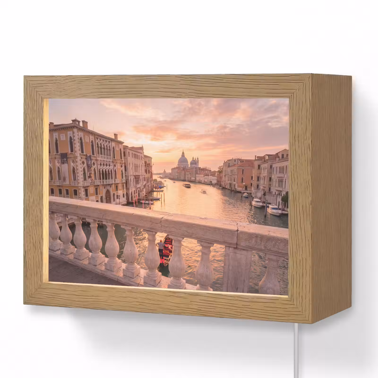 Lightbox - Wandlamp - Stad - Venetië - Kanaal - Zonsopgang - Architectuur - Goud — 1
