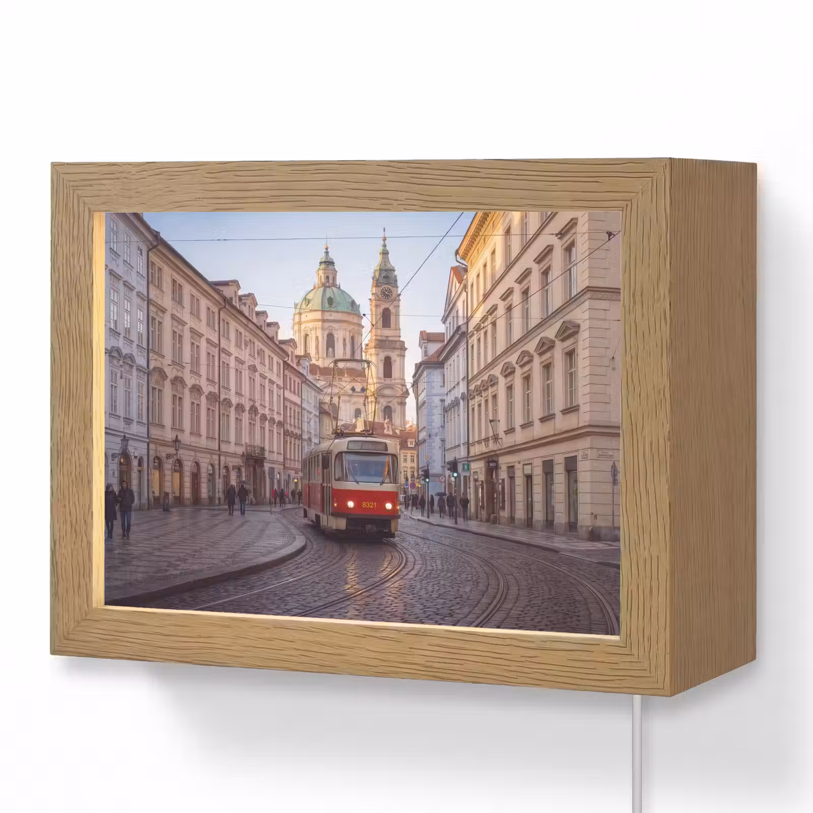 Lightbox - Wandlamp - Tram - Straat - Stadsgezicht - Klassiek - Rood — 1