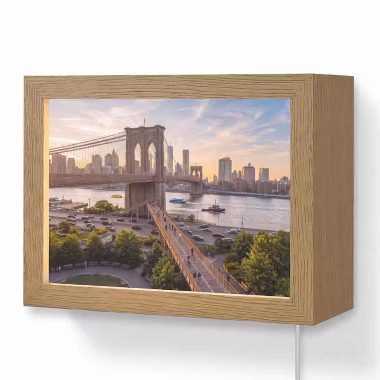 Lightbox - Wandlamp - Brug - Rivier - Stad - Zonsondergang - Architectuur — 1