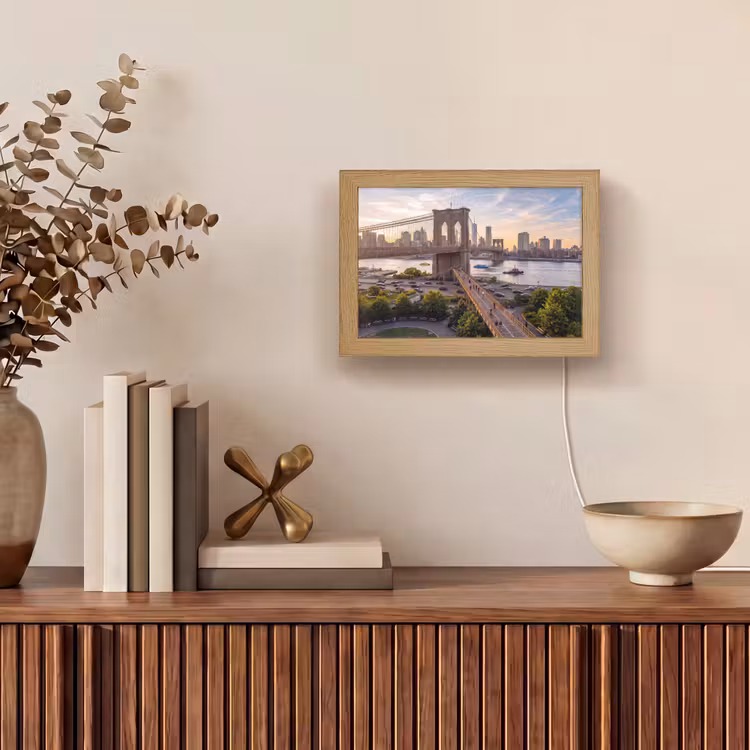 Lightbox - Wandlamp - Brug - Rivier - Stad - Zonsondergang - Architectuur — 4