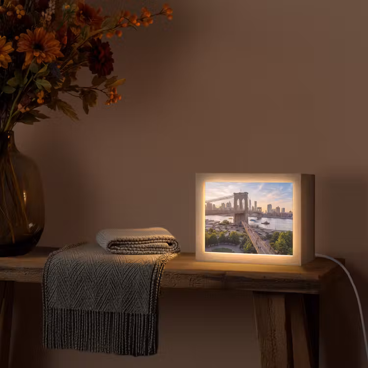 Lightbox - Wandlamp - Brug - Rivier - Stad - Zonsondergang - Architectuur — 5