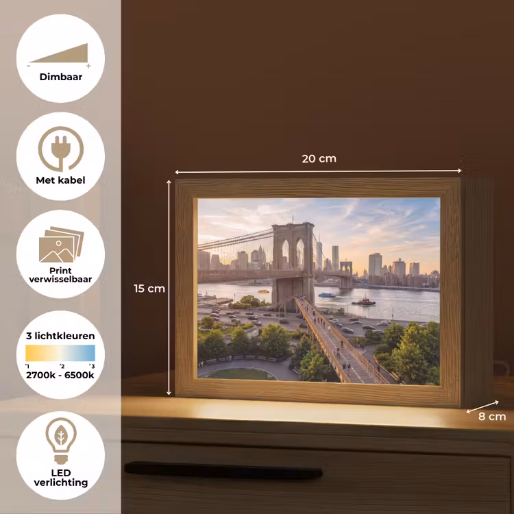 Lightbox - Wandlamp - Brug - Rivier - Stad - Zonsondergang - Architectuur — 9