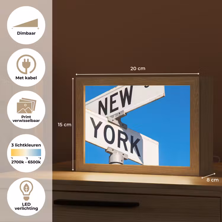 Lightbox - Wandlamp - New York - Straatbord - Stad - Urban - Blauw — 9