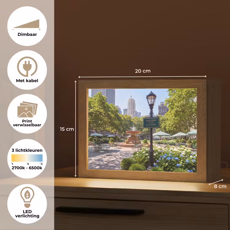 Lightbox - Wandlamp - Park - Fontein - Stad - Natuur — 9