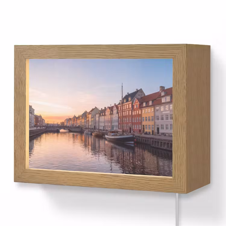 Lightbox - Wandlamp - Stad - Gracht - Zonsondergang - Klassiek - Kleurrijk — 1