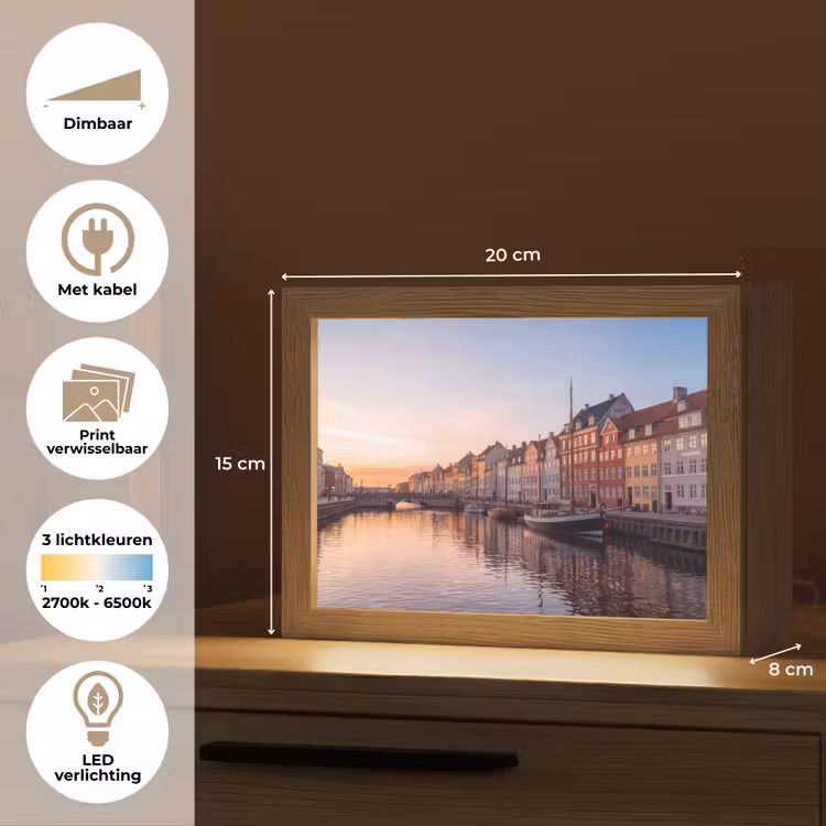 Lightbox - Wandlamp - Stad - Gracht - Zonsondergang - Klassiek - Kleurrijk — 9