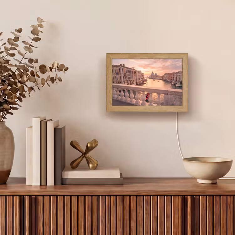 Lightbox - Wandlamp - Stad - Venetië - Kanaal - Zonsopgang - Architectuur - Goud — 4