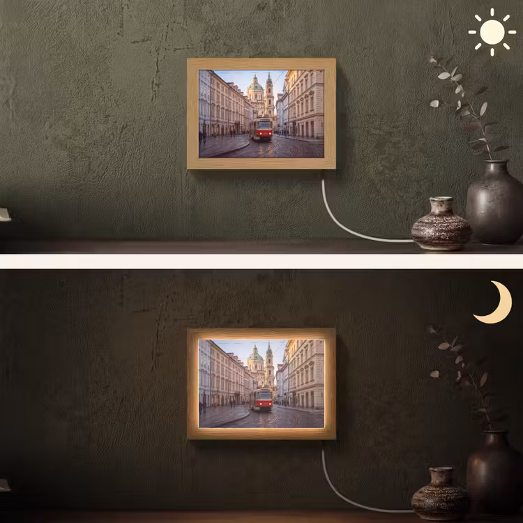 Lightbox - Wandlamp - Tram - Straat - Stadsgezicht - Klassiek - Rood — 3