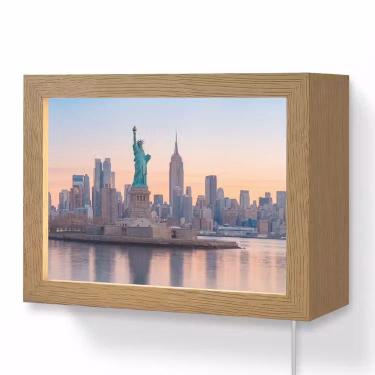Lightbox - Wandlamp - Vrijheidsbeeld - New York - Zonsopgang - Stad - Architectuur — 1