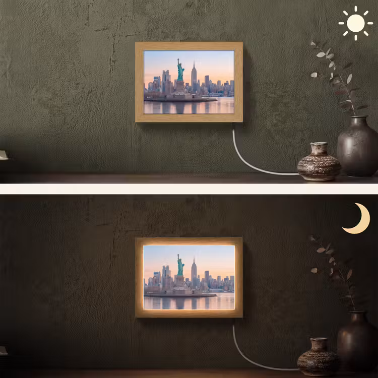 Lightbox - Wandlamp - Vrijheidsbeeld - New York - Zonsopgang - Stad - Architectuur — 3