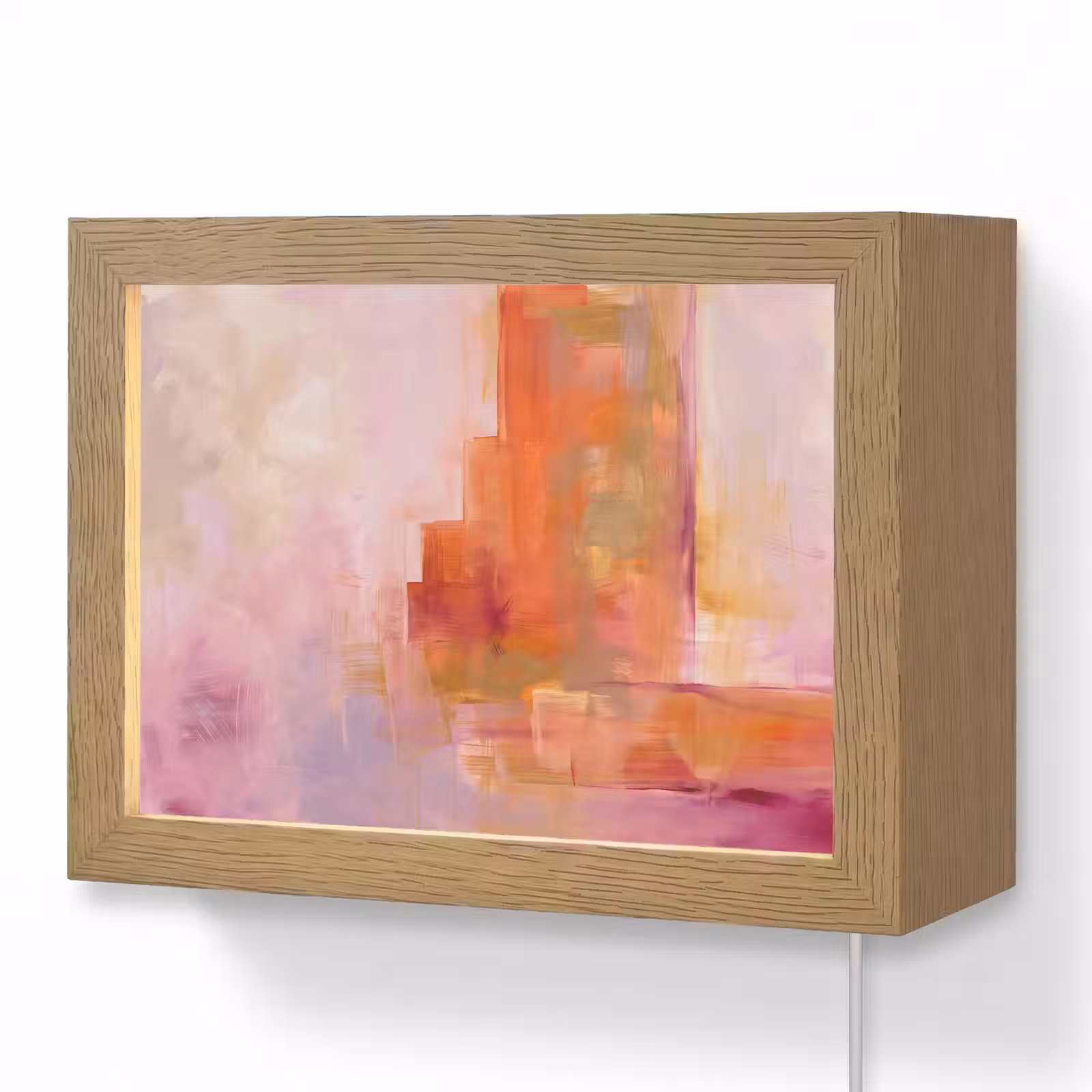 Lightbox - Wandlamp - Abstract - Borstelstreken - Kunst - Paars - Goud — 1