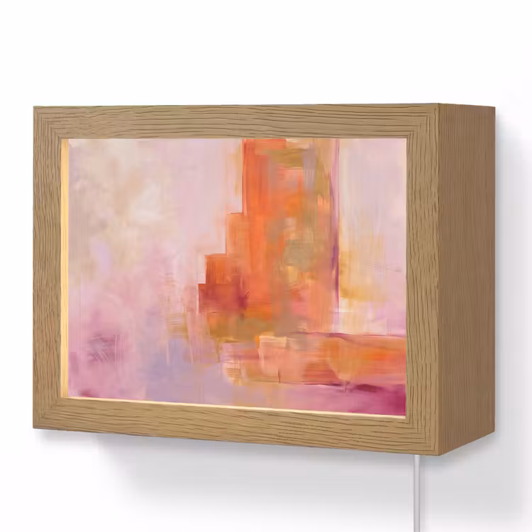 Lightbox - Wandlamp - Abstract - Borstelstreken - Kunst - Paars - Goud — 1