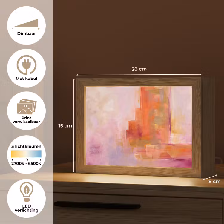 Lightbox - Wandlamp - Abstract - Borstelstreken - Kunst - Paars - Goud — 9