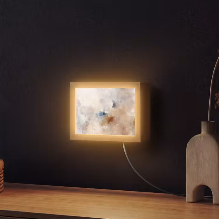 Lightbox - Wandlamp - Abstract - Borstelstreken - Modern - Beige - Kunst — 2