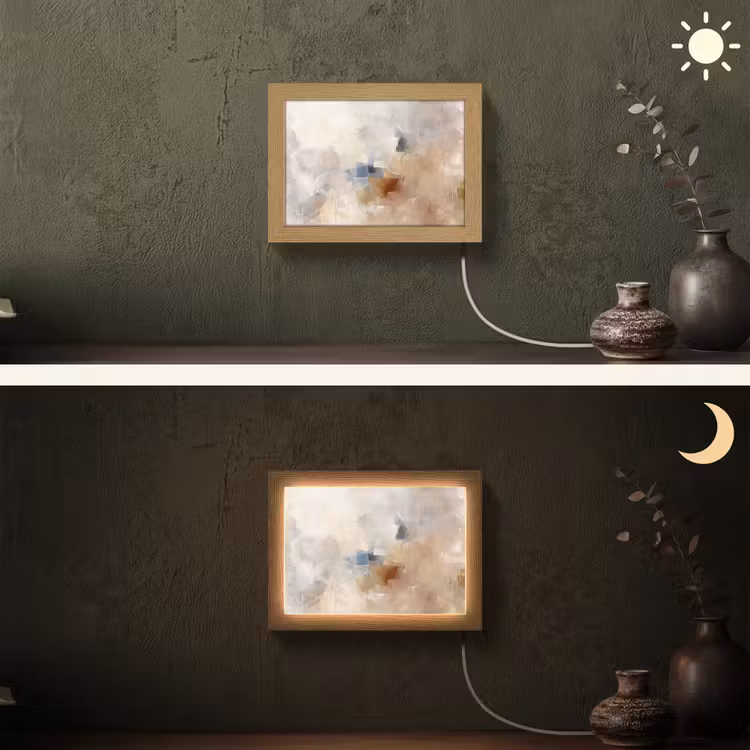 Lightbox - Wandlamp - Abstract - Borstelstreken - Modern - Beige - Kunst — 3