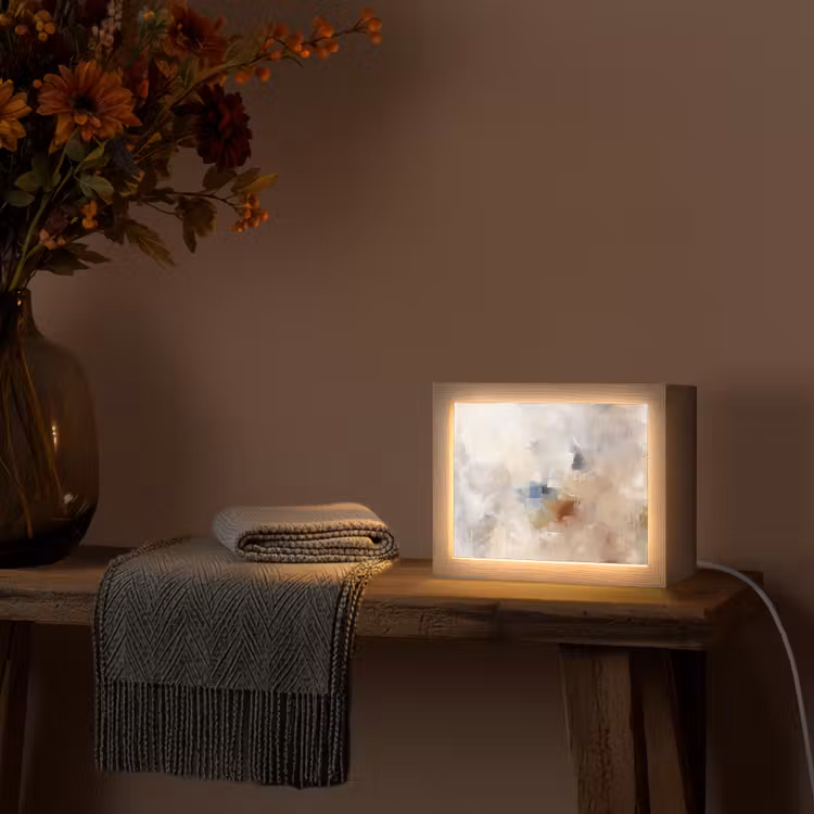Lightbox - Wandlamp - Abstract - Borstelstreken - Modern - Beige - Kunst — 5