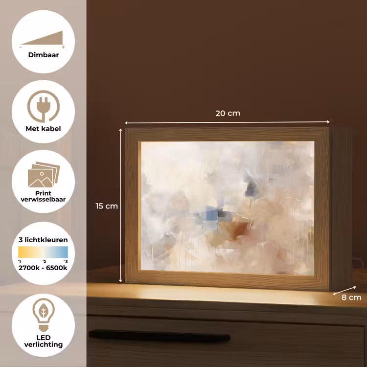 Lightbox - Wandlamp - Abstract - Borstelstreken - Modern - Beige - Kunst — 9