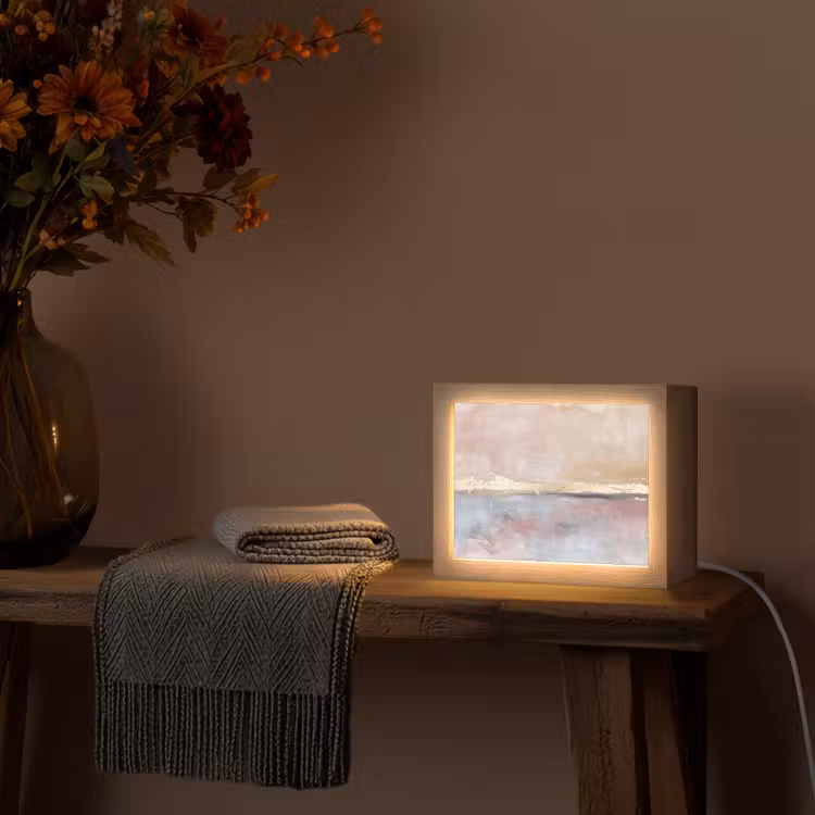 Lightbox - Wandlamp - Abstract - Horizontaal - Kunst - Roze - Goud — 5