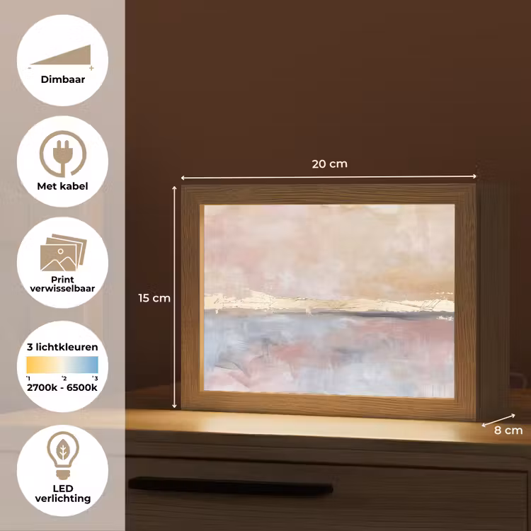 Lightbox - Wandlamp - Abstract - Horizontaal - Kunst - Roze - Goud — 9