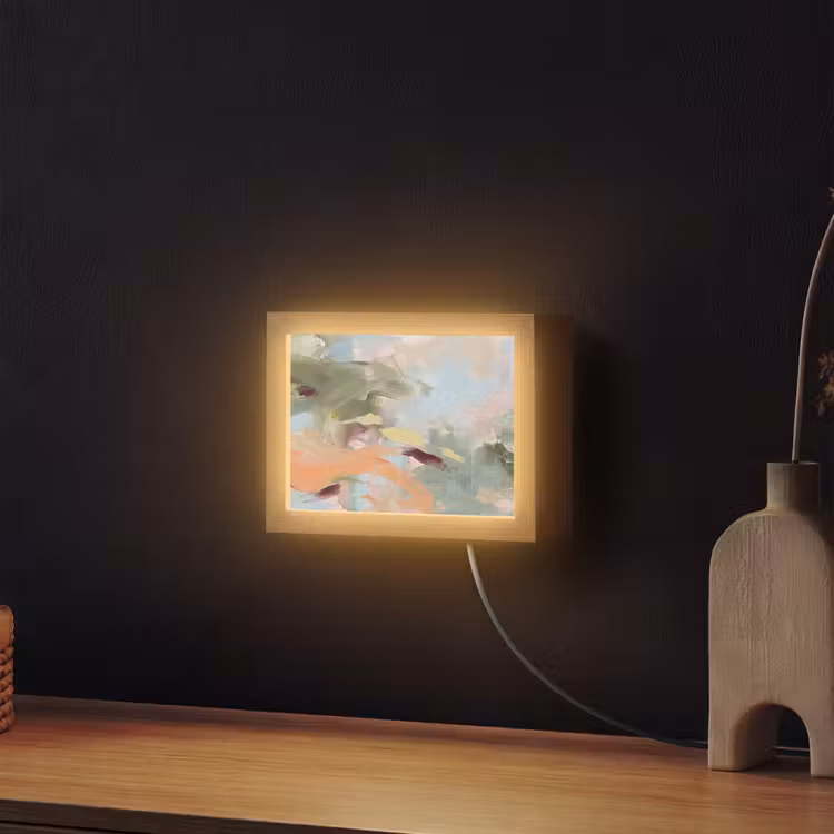 Lightbox - Wandlamp - Abstract - Borstelstreken - Kunst - Modern - Pastel — 2