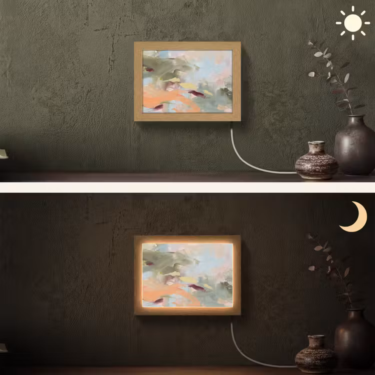 Lightbox - Wandlamp - Abstract - Borstelstreken - Kunst - Modern - Pastel — 3