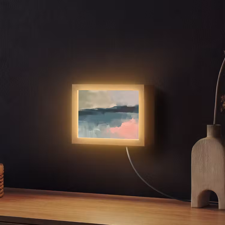Lightbox - Wandlamp - Abstract - Landschap - Kunst - Modern - Groen - Blauw — 2