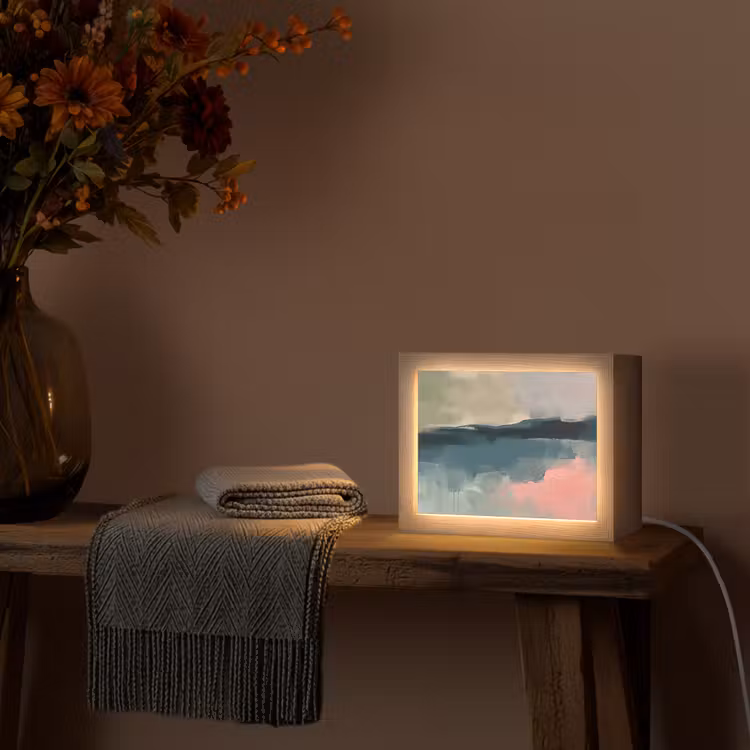 Lightbox - Wandlamp - Abstract - Landschap - Kunst - Modern - Groen - Blauw — 5