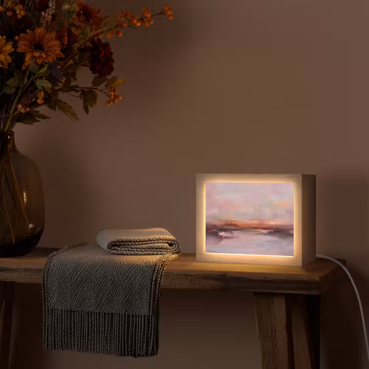 Lightbox - Wandlamp - Landschap - Zonsondergang - Abstract - Modern - Roze — 5