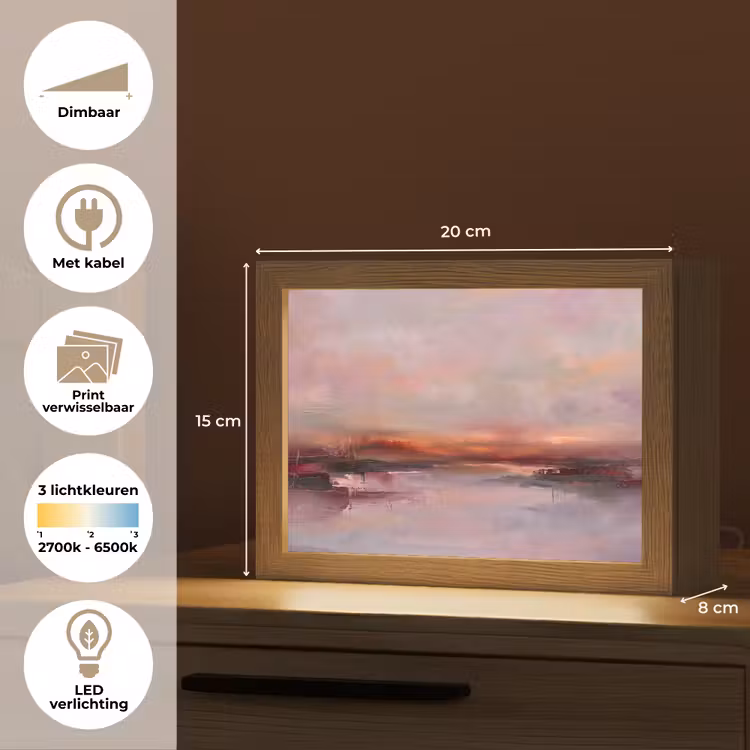 Lightbox - Wandlamp - Landschap - Zonsondergang - Abstract - Modern - Roze — 9
