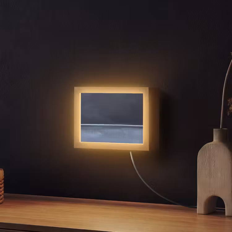 Lightbox - Wandlamp - Abstract - Horizontale lijn - Minimalistisch - Donkerblauw - Kunst — 2