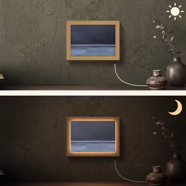 Lightbox - Wandlamp - Abstract - Horizontale lijn - Minimalistisch - Donkerblauw - Kunst — 3