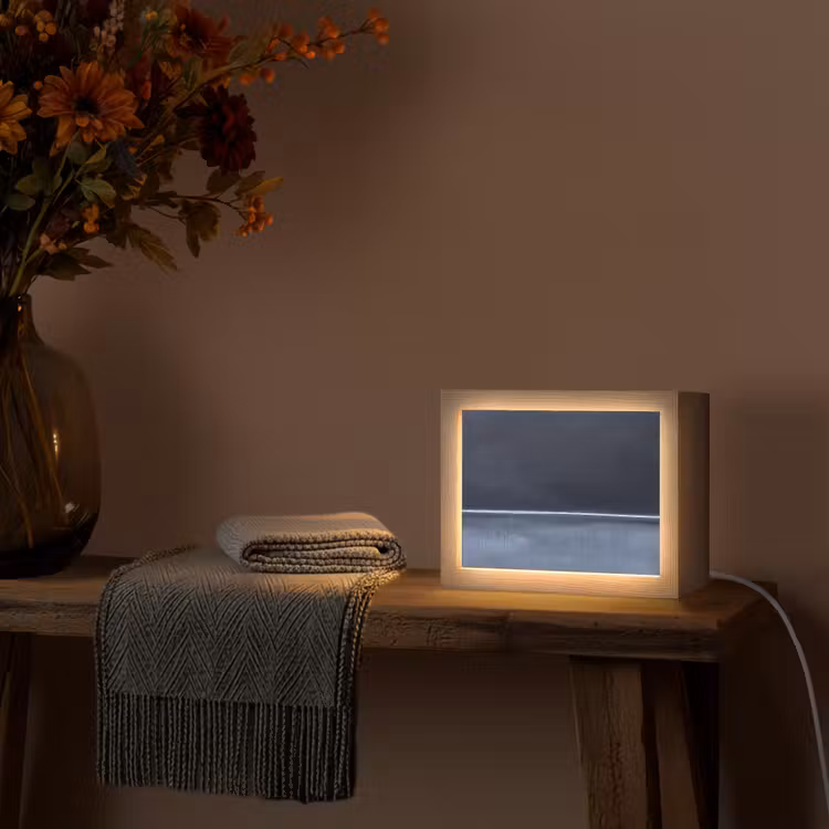 Lightbox - Wandlamp - Abstract - Horizontale lijn - Minimalistisch - Donkerblauw - Kunst — 5