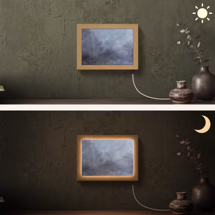 Lightbox - Wandlamp - Abstract - Kwaststreken - Modern - Kunst - Grijs — 3