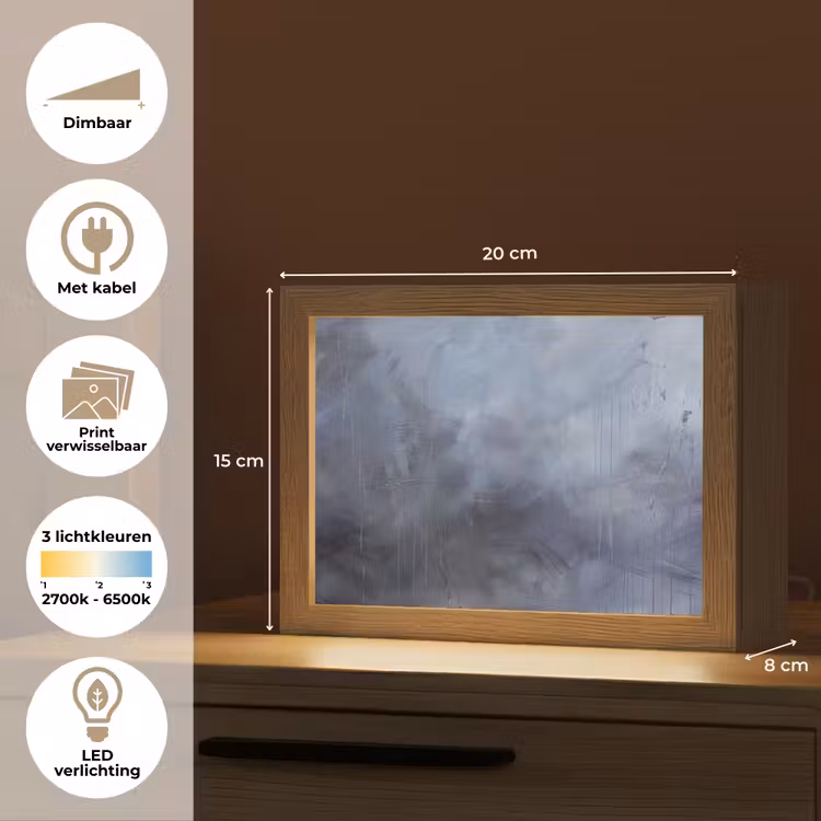 Lightbox - Wandlamp - Abstract - Kwaststreken - Modern - Kunst - Grijs — 9