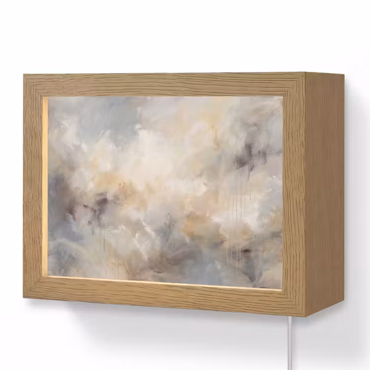 Lightbox - Wandlamp - Abstract - Wolken - Sfeervol - Beige - Grijs — 1