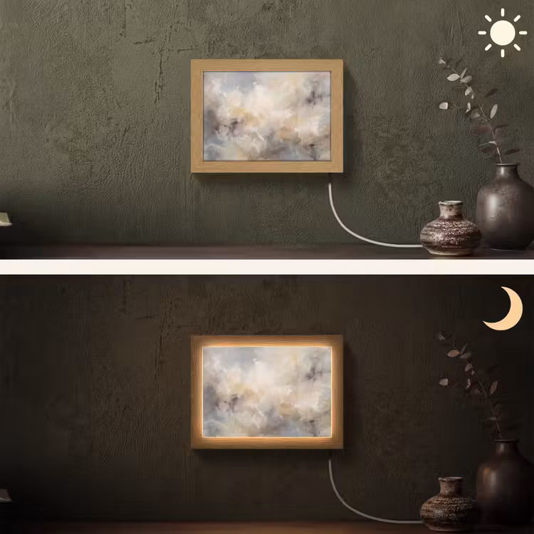 Lightbox - Wandlamp - Abstract - Wolken - Sfeervol - Beige - Grijs — 3
