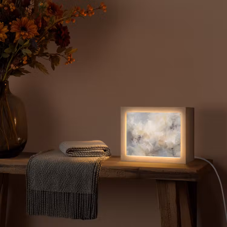 Lightbox - Wandlamp - Abstract - Wolken - Sfeervol - Beige - Grijs — 5