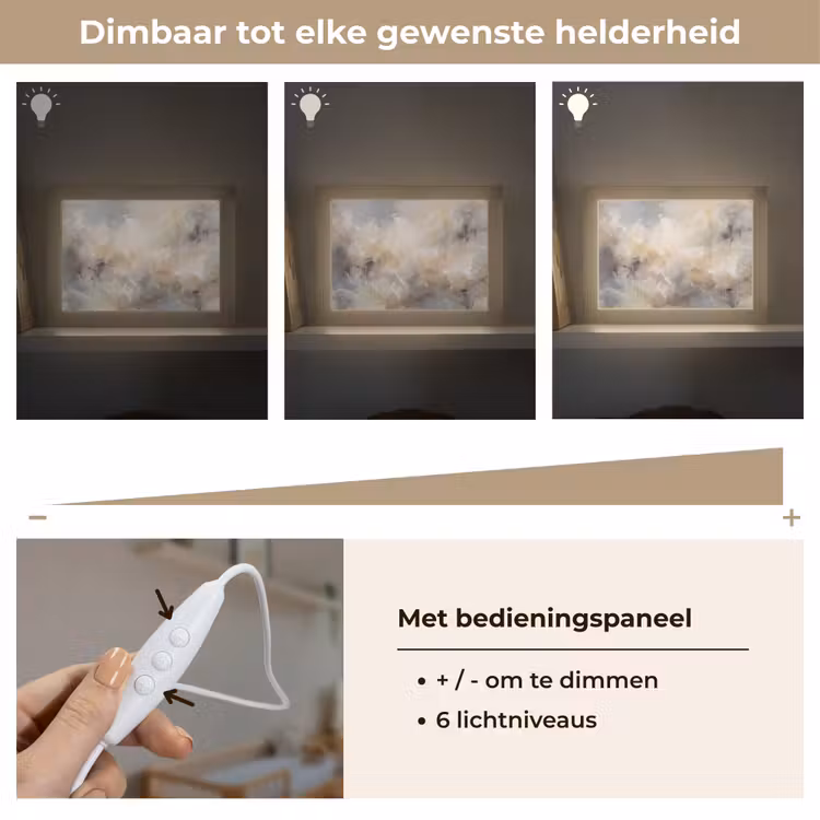 Lightbox - Wandlamp - Abstract - Wolken - Sfeervol - Beige - Grijs — 8
