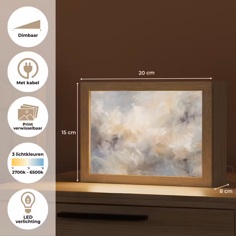 Lightbox - Wandlamp - Abstract - Wolken - Sfeervol - Beige - Grijs — 9