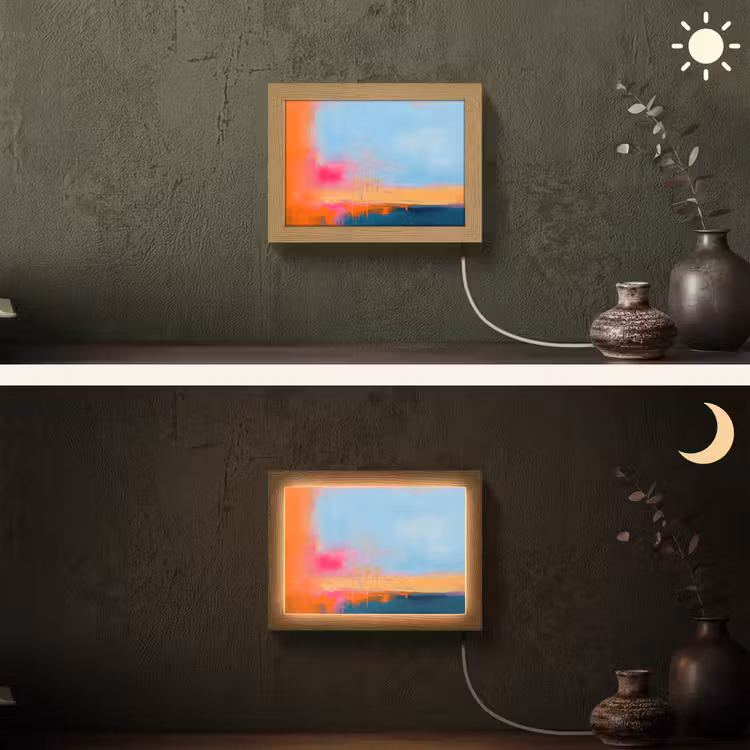 Lightbox - Wandlamp - Abstract - Kleurvlakken - Modern - Oranje - Blauw — 3