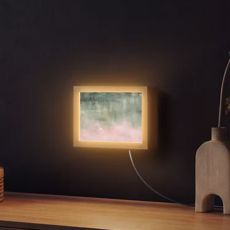 Lightbox - Wandlamp - Kunst - Abstract - Modern - Groen - Roze — 2