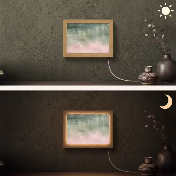 Lightbox - Wandlamp - Kunst - Abstract - Modern - Groen - Roze — 3