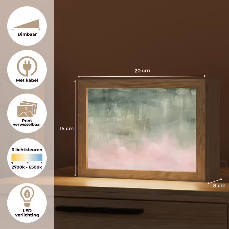 Lightbox - Wandlamp - Kunst - Abstract - Modern - Groen - Roze — 9