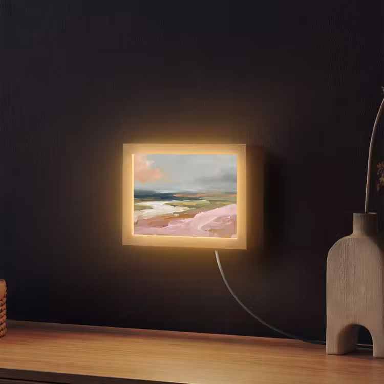 Lightbox - Wandlamp - Landschap - Rivier - Abstract - Roze - Groen — 2