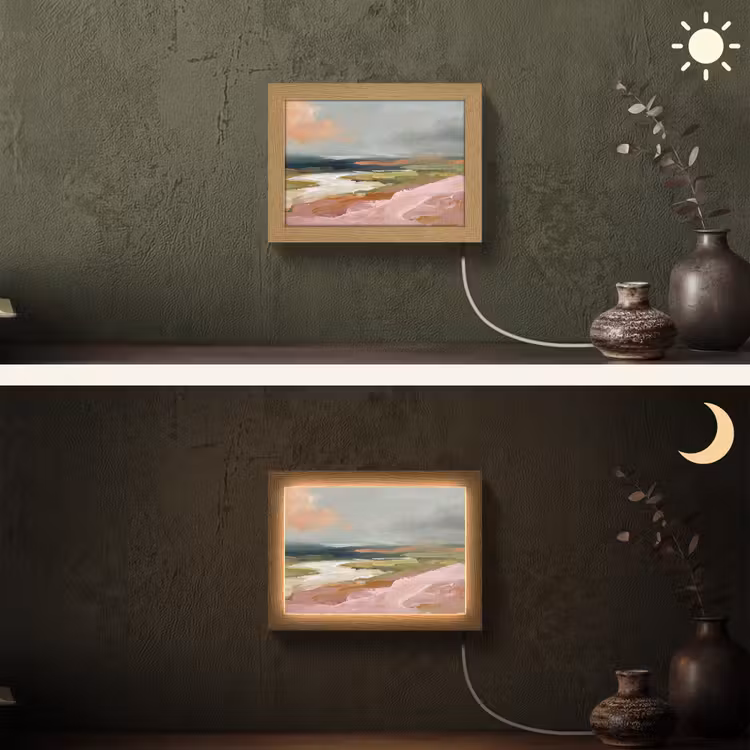 Lightbox - Wandlamp - Landschap - Rivier - Abstract - Roze - Groen — 3